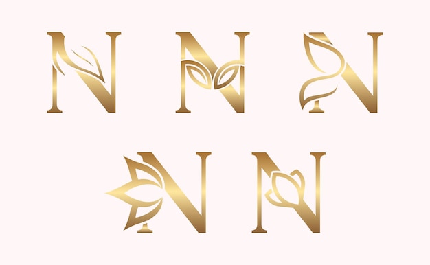 monogram set of letter N brand beauty logo