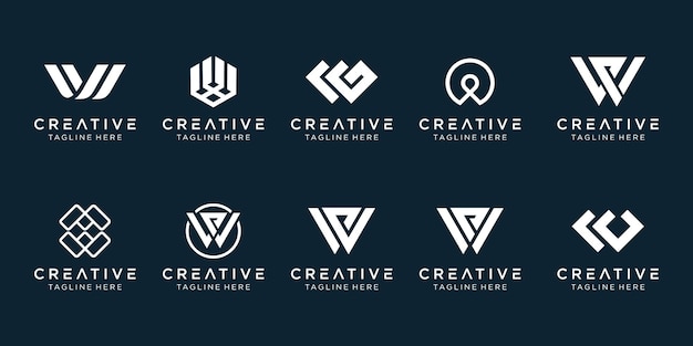 monogram W logo icon set design for business of fashion sport automotive