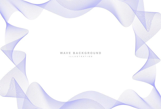 Monoline blue flowing waves white background