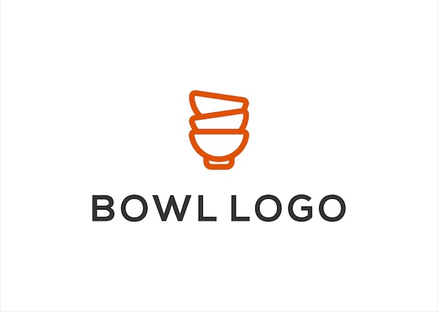 monoline bowl stacked logo design vector illustration template