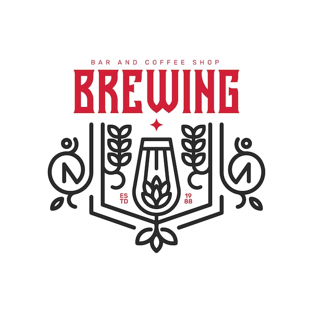 Monoline brewing and cocktail logo template