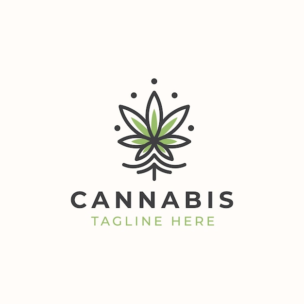 Monoline Cannabis Logo Template.