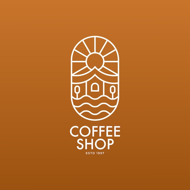 monoline coffee shop with forest logo template