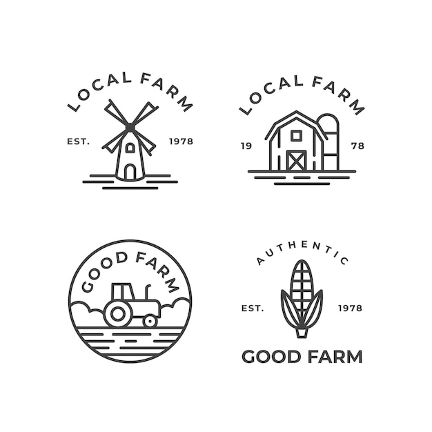 Monoline farm logo design collection