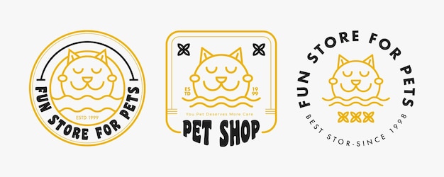 monoline pet shop logo bundle minimalist vector