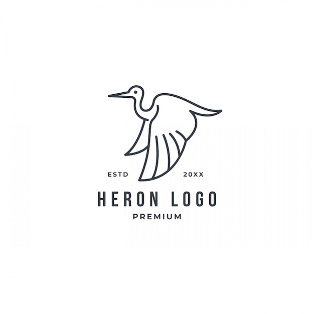 Monoline stork heron logo concept  line art.  