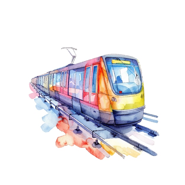 monorail vector illustration in watercolor style