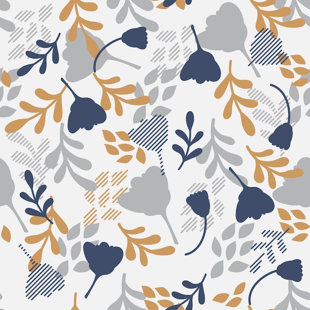 Monotone floral seamless pattern design