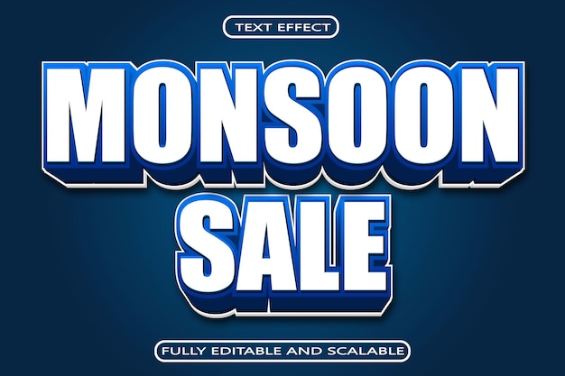 Monsoon Sale Editable Text Effect 3 Dimension Emboss Modern Style