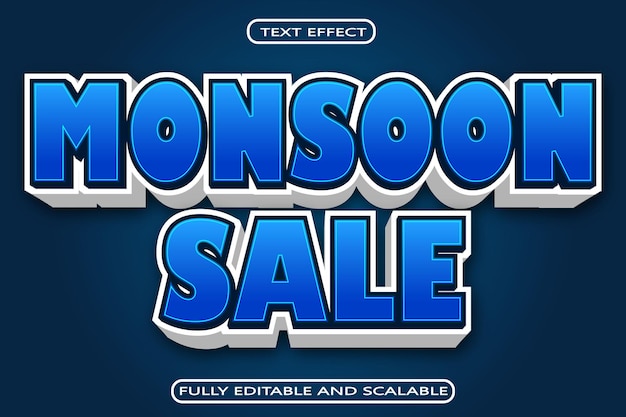 Monsoon Sale Editable Text Effect 3 Dimension Emboss Modern Style