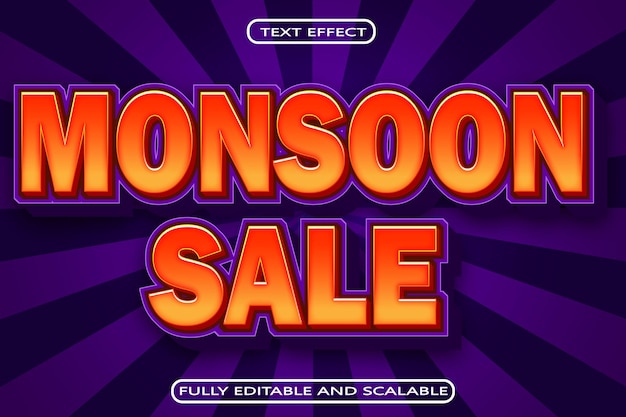 Monsoon Sale Editable Text Effect 3 Dimension Emboss Modern Style