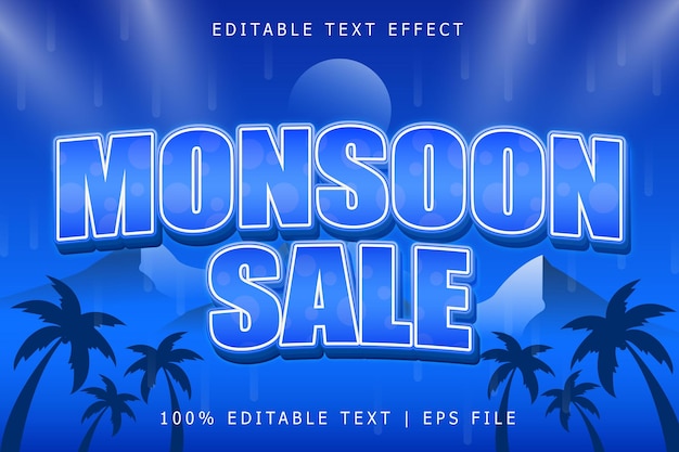 Monsoon Sale Editable Text Effect 3 Dimension Emboss Modern Style