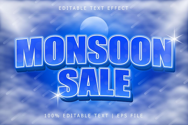 Monsoon Sale Editable Text Effect 3 Dimension Emboss Modern Style