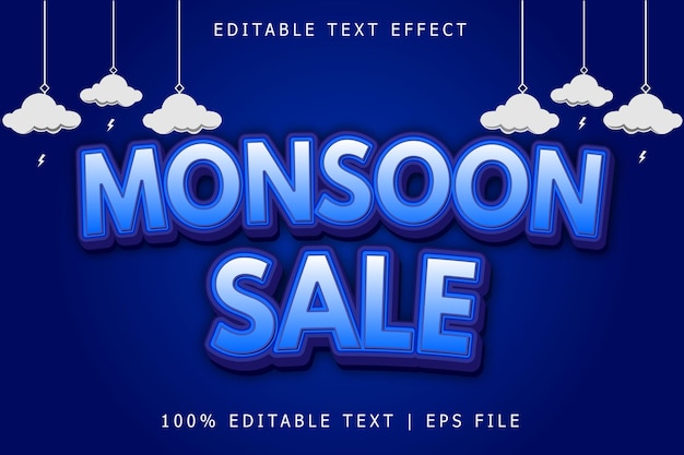 Monsoon Sale Editable Text Effect 3 Dimension Emboss Modern Style