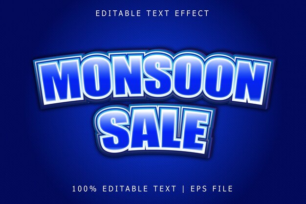 Monsoon Sale Editable Text Effect 3 Dimension Emboss Modern Style