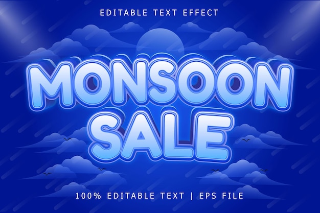 Monsoon Sale Editable Text Effect 3 Dimension Emboss Modern Style