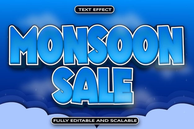 Monsoon Sale Editable Text Effect 3D Emboss Modern Style