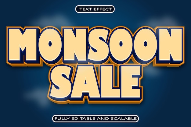 Monsoon Sale Editable Text Effect 3D Emboss Modern Style