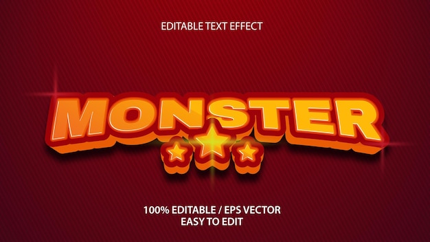 Monster 3D text effect editable Premium VectorxACake menu social media template