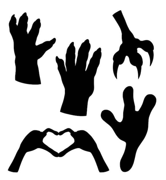 Monster and alien hand silhouettes