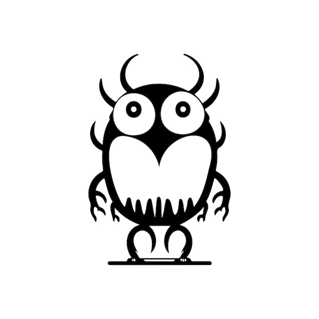 Monster alien Icon hand draw black colour logo vector element and symbol perfect