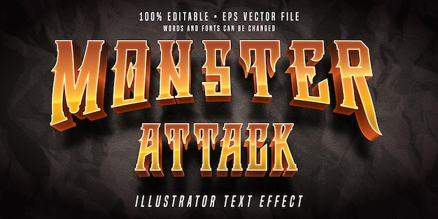 Monster attack editable text effect Horror style 3d font