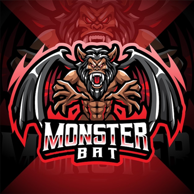 Monster bat esport mascot logo design