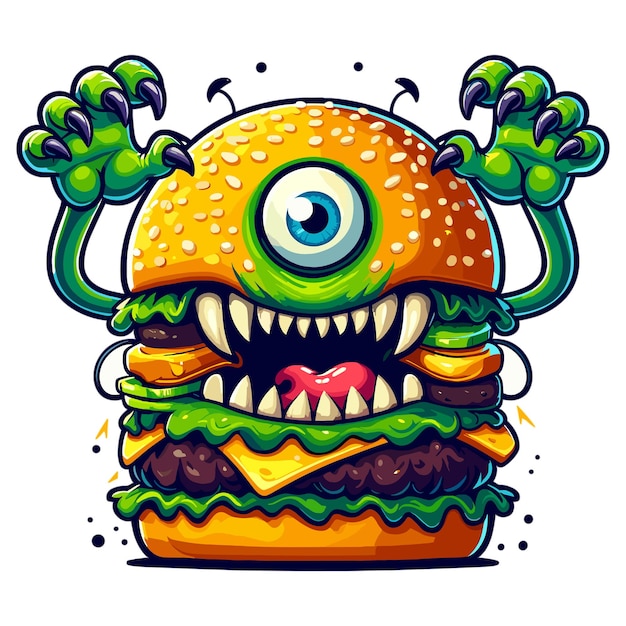 Vector monster burger vector illustration