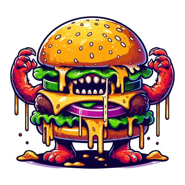 Vector monster burger vector illustration