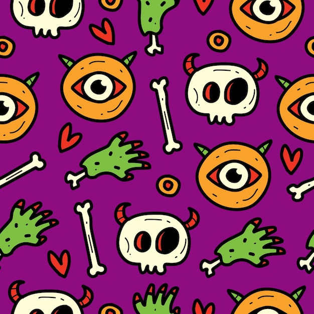 monster cartoon seamless pattern