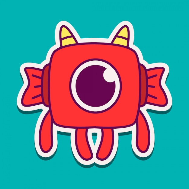 Monster cartoon sticker doodle 