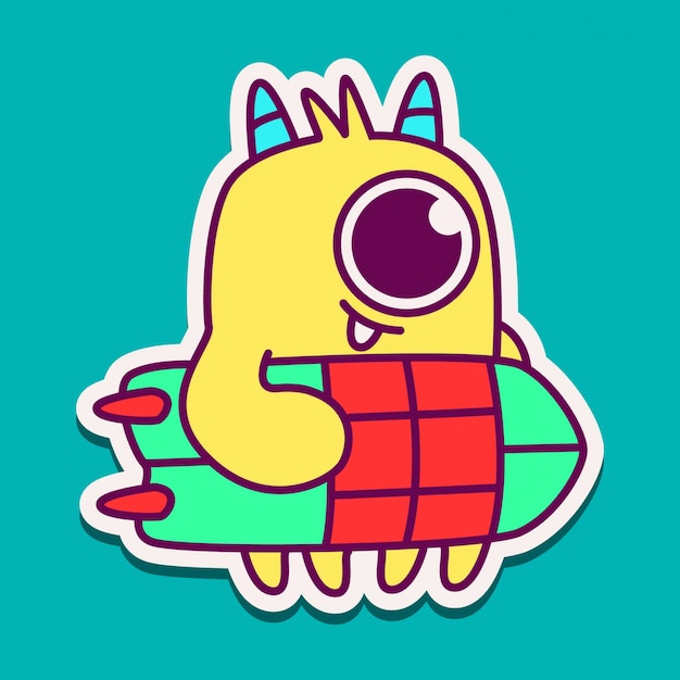 Monster cartoon sticker doodle 