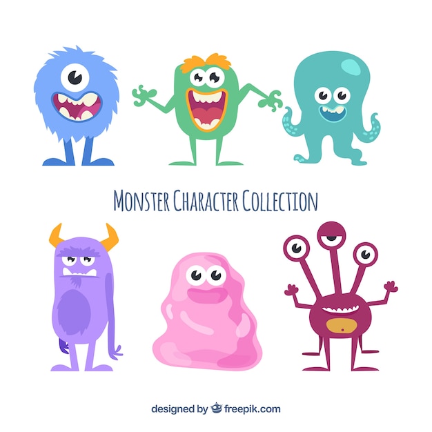 Monster characters of different colors