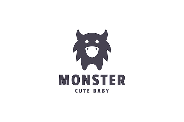 Monster cute logo design template pictorial animal symbol