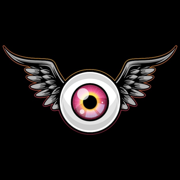 Vector monster devil character one eye with wings