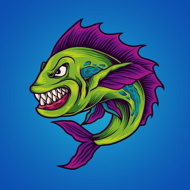 Monster fish illustration