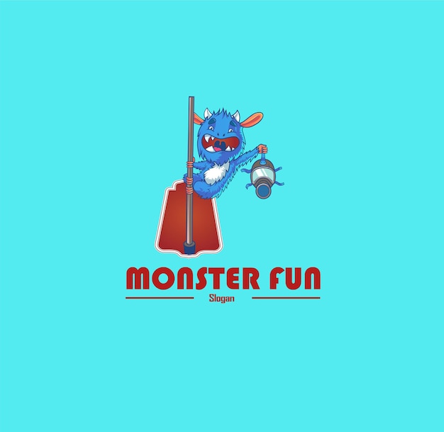 Monster fun vector logo design template