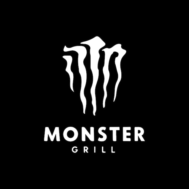 monster grill minimal logo design black and white color