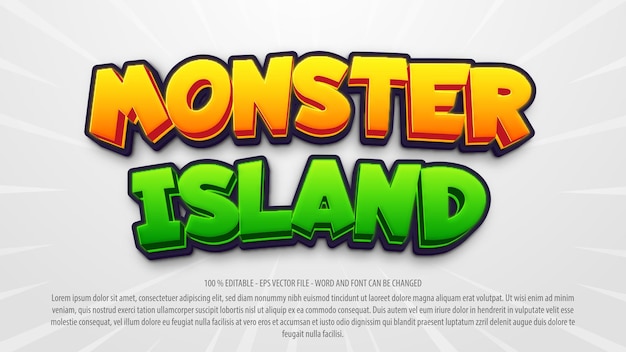 Monster island 3d editable text effect