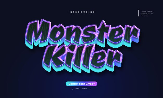 Monster Killer Text Style with 3D Effect Editable Colorful Game Text Effect