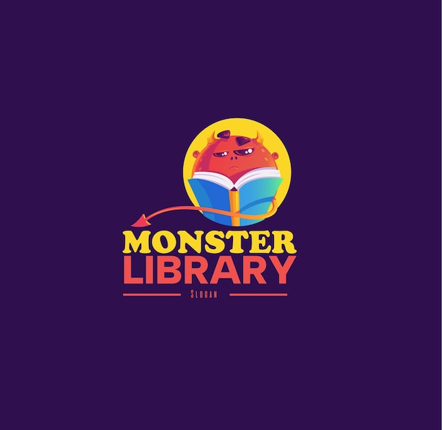 Monster library vector logo design template