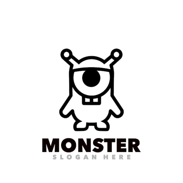 Monster line art design logo