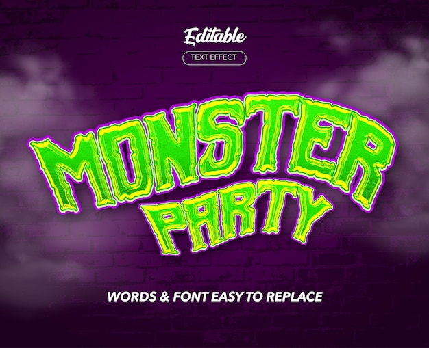 Monster Party Theme Style Vector Text Effect