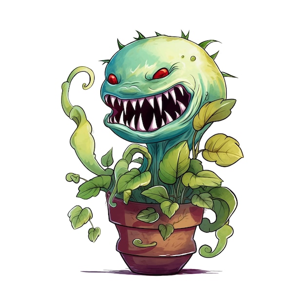 monster plant watercolor paint ilustration