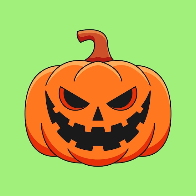 Monster pumpkin head halloween cute cartoon doodle icon illustration