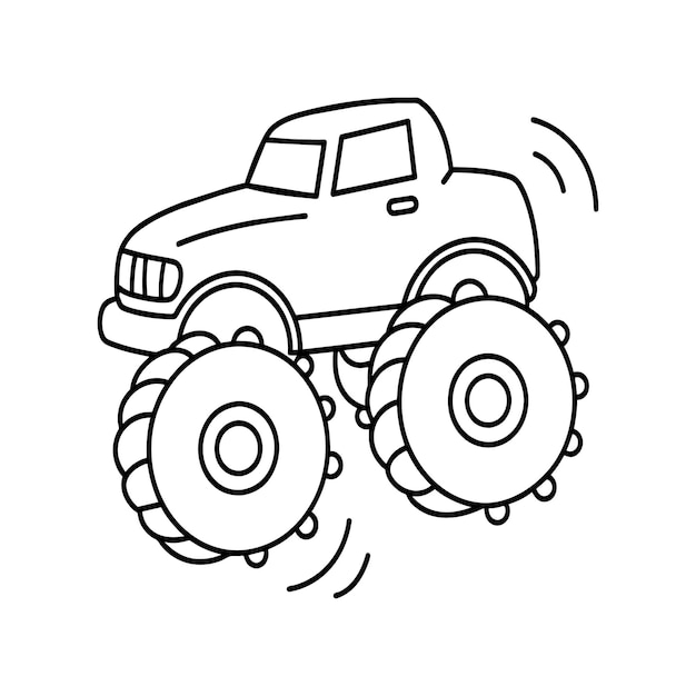 Monster Truck Coloring Pages For Kids Monster Truck Line Art Monster Truck Outline