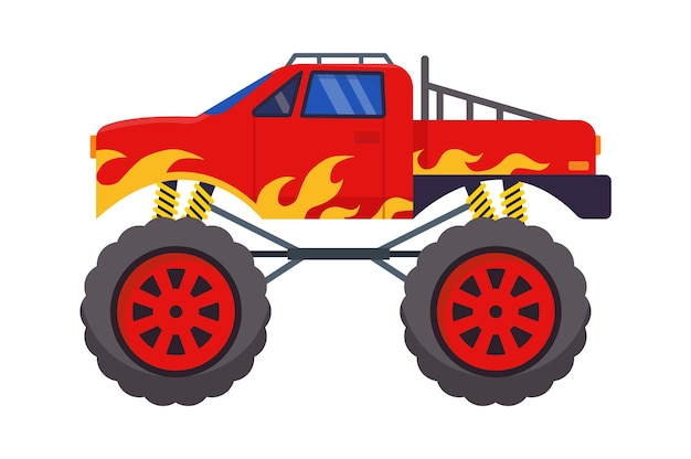 Monster truck vehicle flat illustration