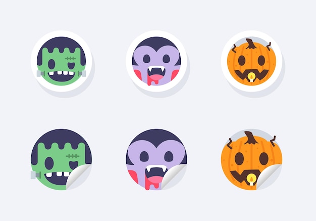 Vector monster vampire and jack o lantern sticker vector illustrations