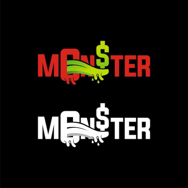 Monster writing design concept with tongue licking dollar symbol concept