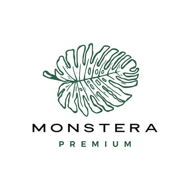 Monstera deliciosa deliciousa leaf logo vector icon illustration